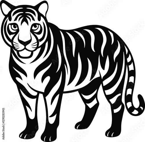  Tiger line art silhouette vector illustration