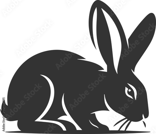 Rabbit sniffing the air cautiously animal silhouette