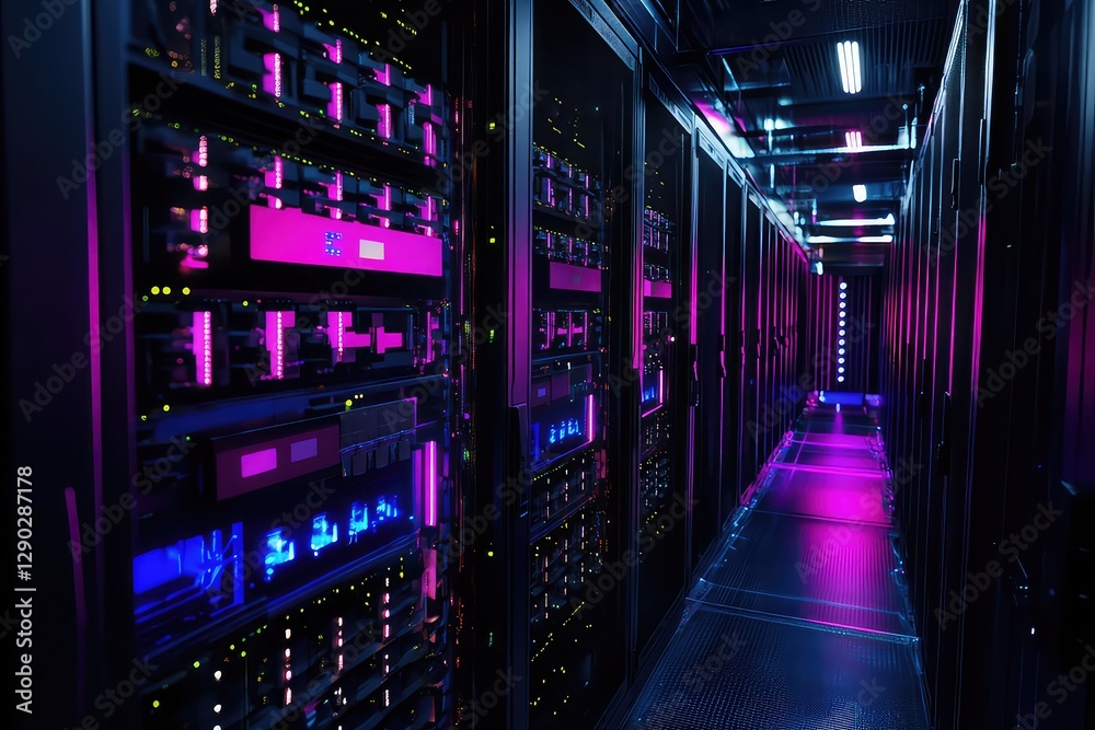 Fototapeta premium A conceptual tech image showcasing an AI processor embedded within a highly advanced supercomputer.