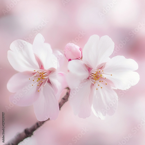 Beautiful cherry blossoms in bloom during springtime in a serene garden. Generative AI
