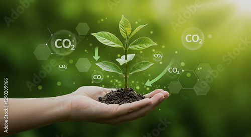 Sustainable Green Energy Concept with Plant Absorbing CO2