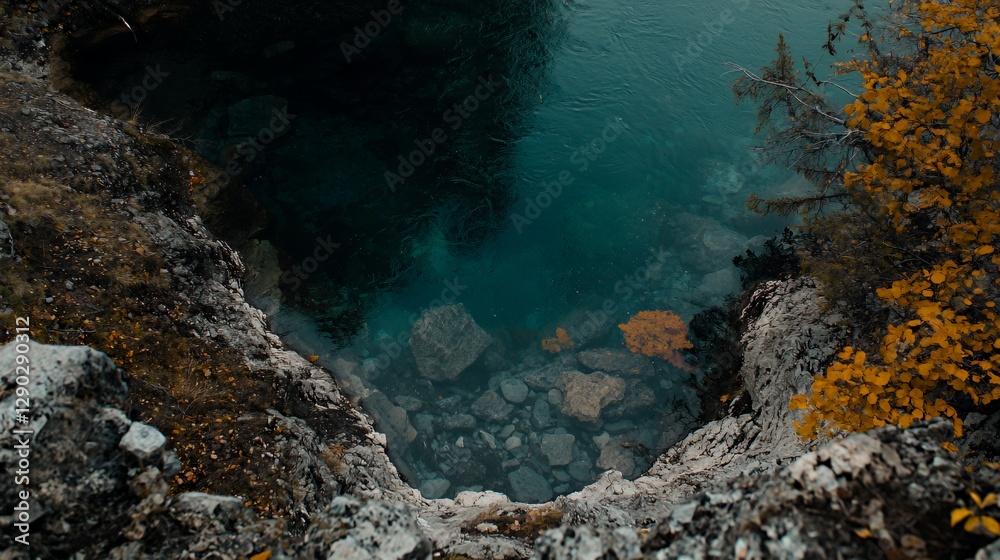 Obraz premium Serene Waterfall in Lush Tropical Jungle