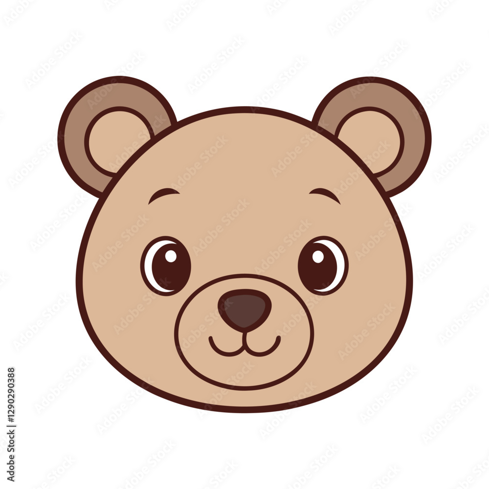 Cute cartoon bear face illustration isolated on white background Cute cartoon bear face illustration isolated on white background
