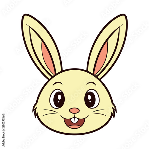 Cute cartoon rabbit head illustration isolated on white background