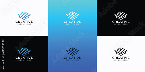Graduation Letter S Logo Education Cap logo Educational logo technology design