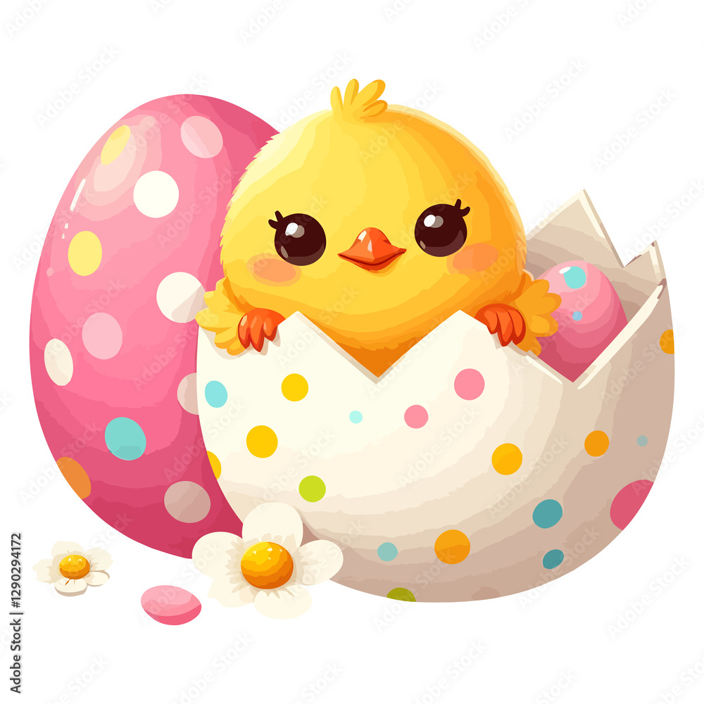 Fototapeta premium easter chick and egg Easter chick peeking from egg