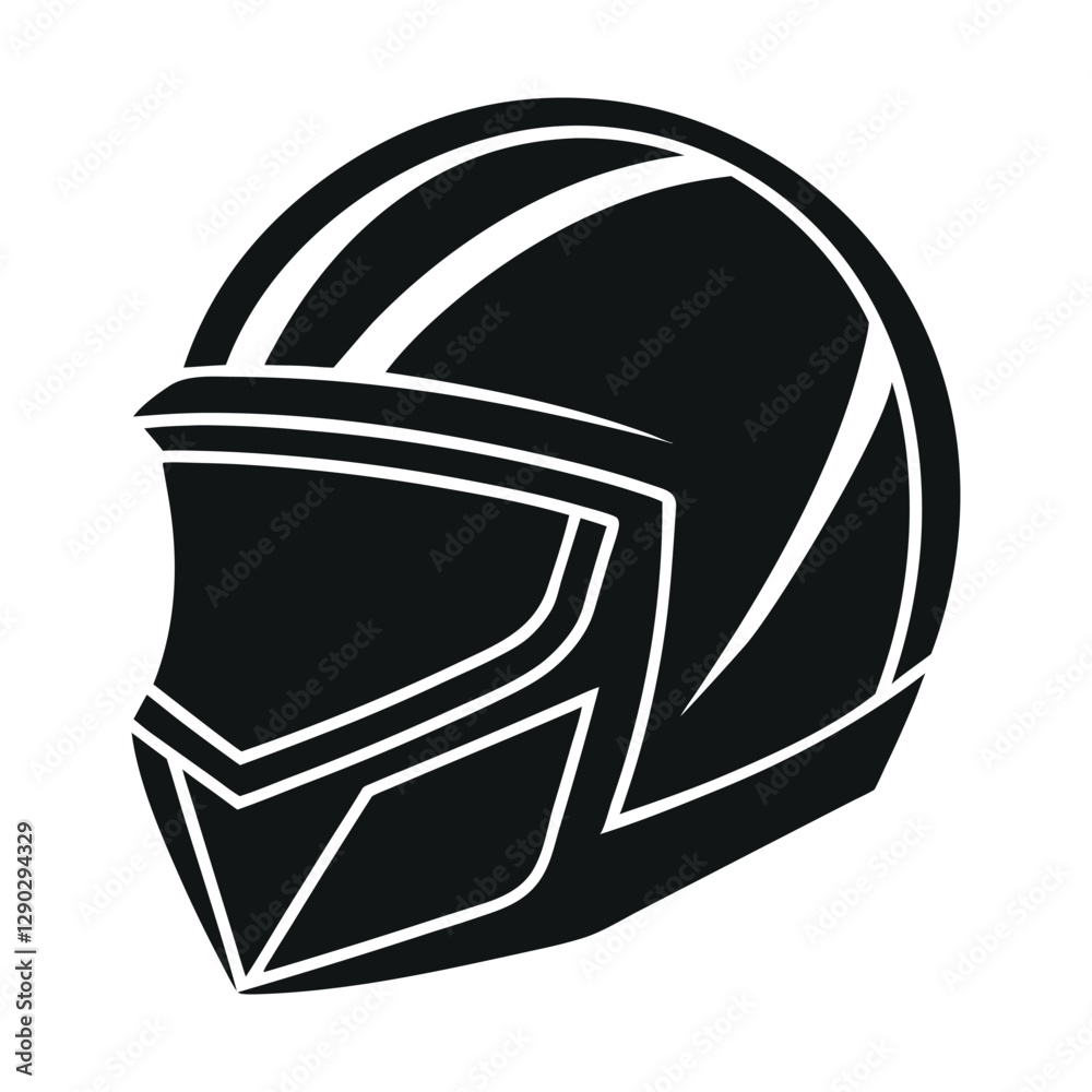 Fototapeta premium Helmet silhouette vector illustration isolated on white background
