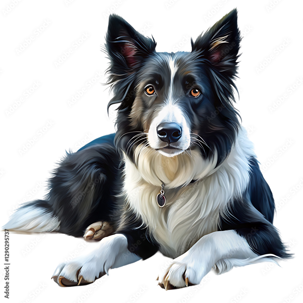 Fototapeta premium Beautiful Border Collie Dog Portrait Black White Pet Art Cute Pets Loyal Happy 
