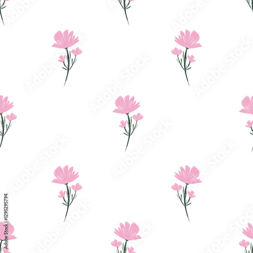 seamless floral pattern with pink flowers 