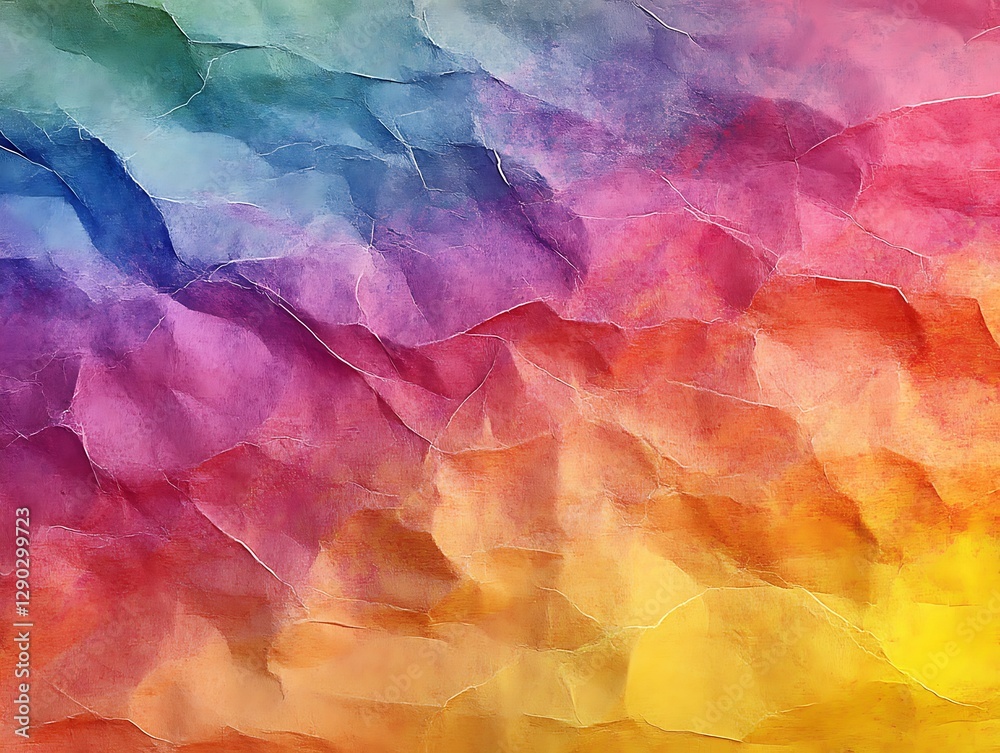 Fototapeta premium Rainbow crumpled paper texture background