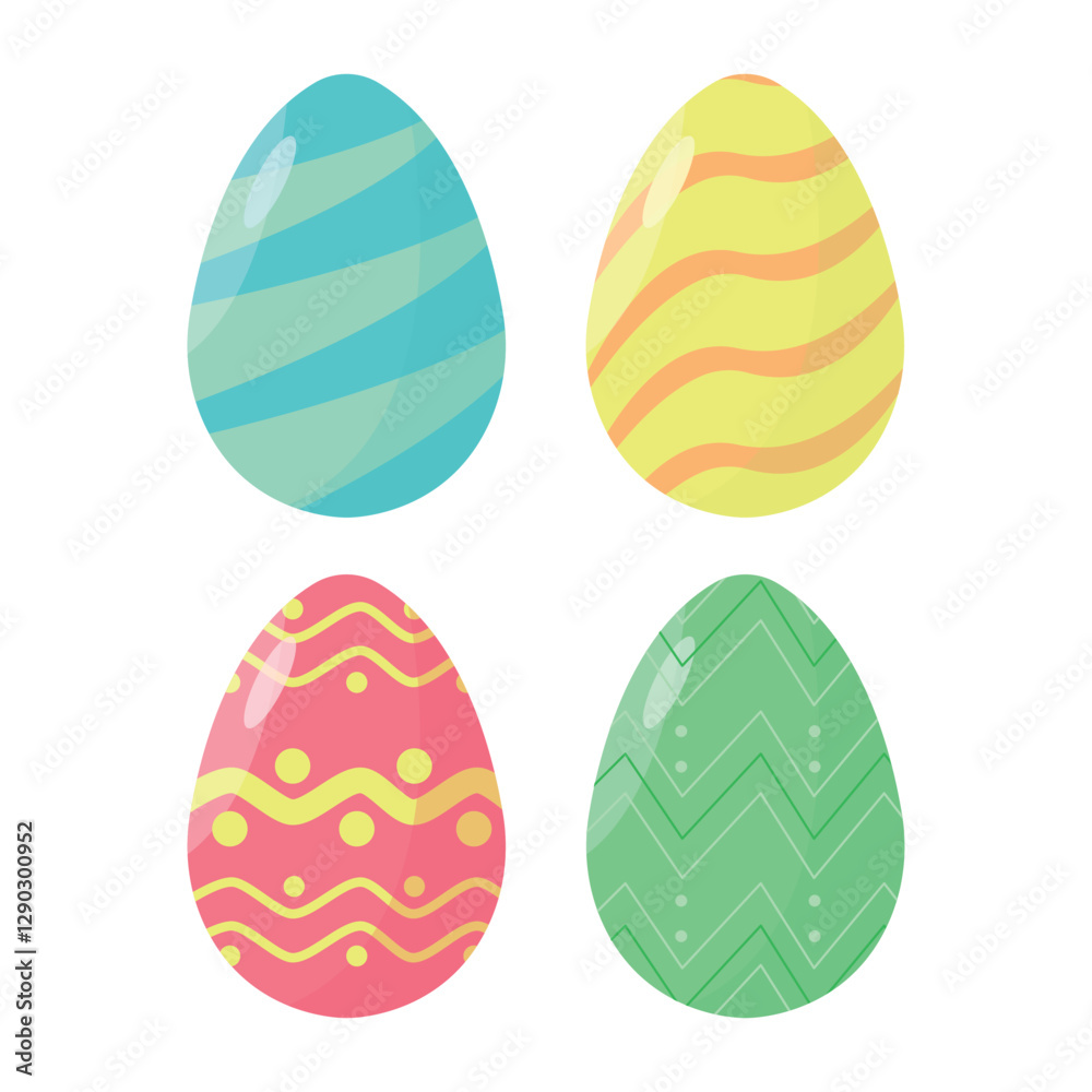 Set of Easter eggs with ornaments and patterns. Isolated background. Spring holiday. Happy Easter. Set of Easter eggs with ornaments and patterns. Isolated background. Spring holiday. Happy Easter.