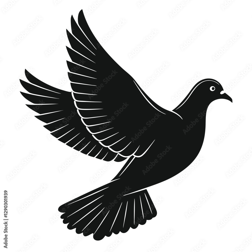Obraz premium Black and White Pigeon Silhouette