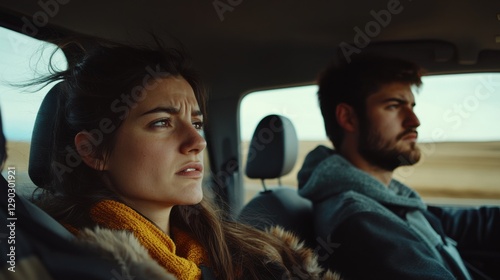 Relationship tension during a road trip. Featuring emotional detachment and frustration