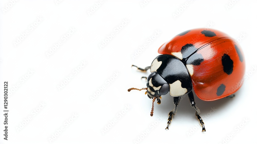 Ladybug closeup on isolated white background with copy space Ladybug closeup on isolated white background with copy space