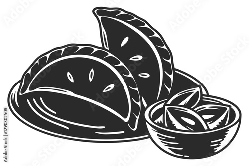 Pakora food silhouette vector illustration