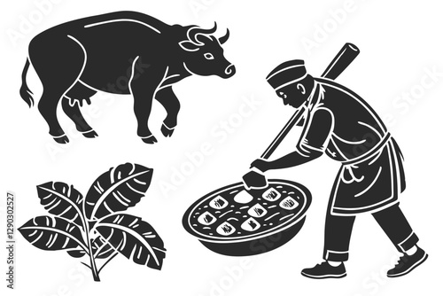 Pakora food silhouette vector illustration
