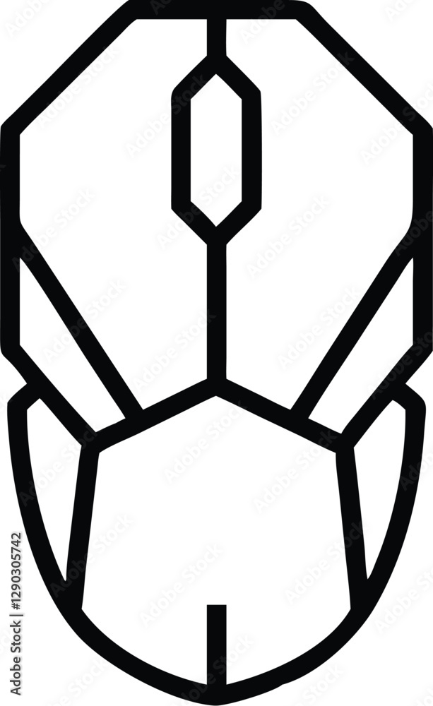 Geometric mouse icon, minimalist design, black and white, symmetrical shape, angular lines, hexagonal center, computer peripheral symbol, stylized rodent silhouette, tech logo concept, vector graphics Geometric mouse icon, minimalist design, black and white, symmetrical shape, angular lines, hexagonal center, computer peripheral symbol, stylized rodent silhouette, tech logo concept, vector graphics