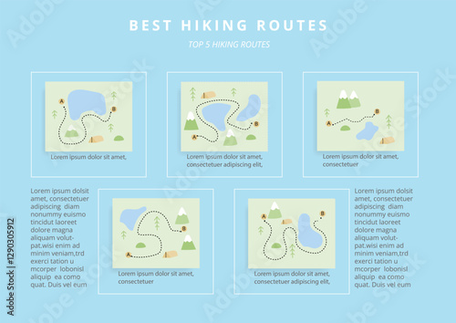 Hiking Routes Outdoor Travel Vector Infographic   