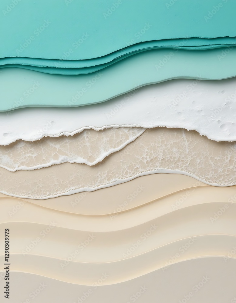 Obraz premium The artwork depicts the ocean with paper cutouts waves