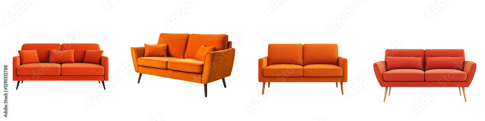 Beautifully designed and arranged modern orange sofas with wooden accents creating a cozy and inviting minimalist living room interior The clean lines symmetrical layout Beautifully designed and arranged modern orange sofas with wooden accents creating a cozy and inviting minimalist living room interior The clean lines symmetrical layout
