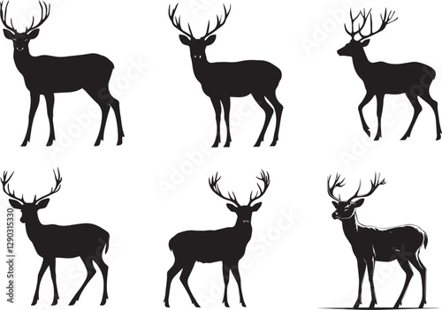 deer silhouette set