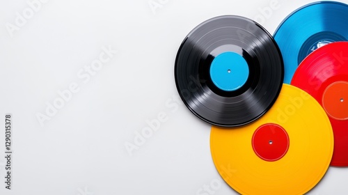 Wallpaper Mural Colorful Vinyl Records on White Background for Music Lovers Torontodigital.ca