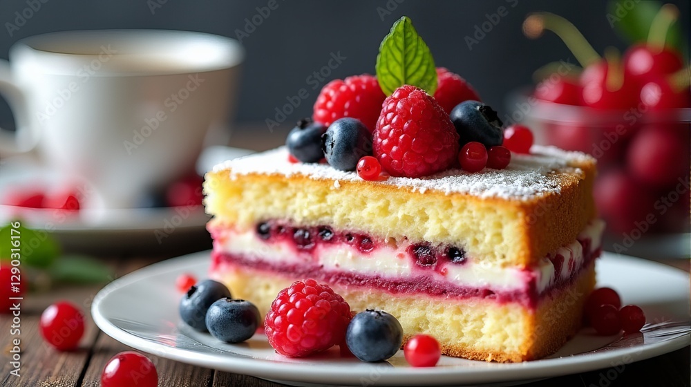 Rustic Berry Cake with Powdered Sugar, Coffee, and a Bowl of Berries A Homemade Treat for a Cozy Morning Rustic Berry Cake with Powdered Sugar, Coffee, and a Bowl of Berries A Homemade Treat for a Cozy Morning