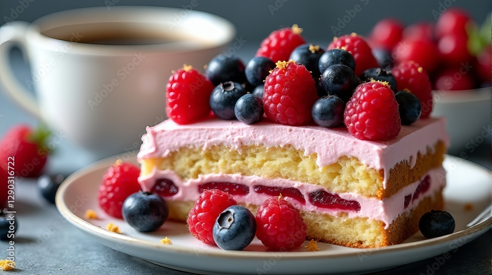Rustic Berry Cake with Powdered Sugar, Coffee, and a Bowl of Berries A Homemade Treat for a Cozy Morning Rustic Berry Cake with Powdered Sugar, Coffee, and a Bowl of Berries A Homemade Treat for a Cozy Morning