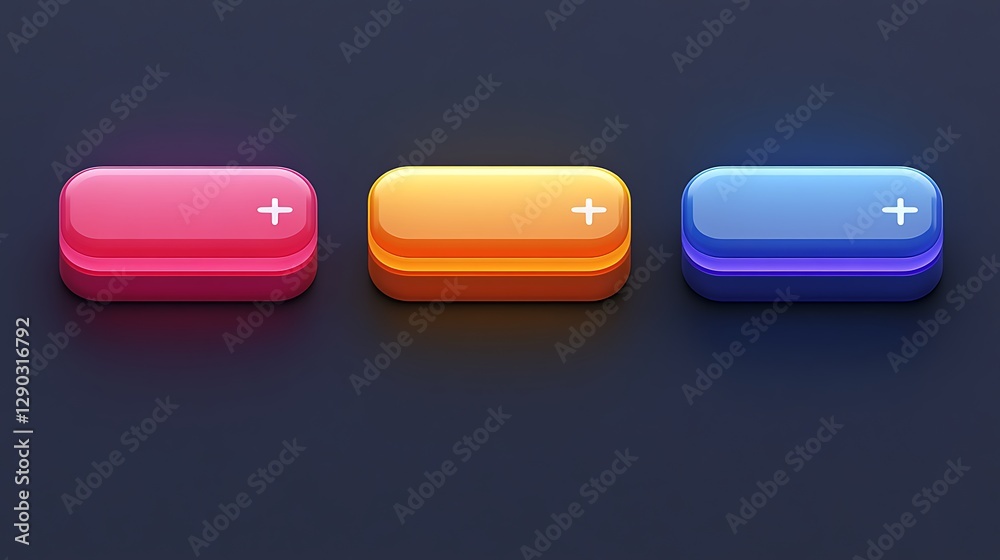 Colorful Add Buttons on Dark Background Colorful Add Buttons on Dark Background