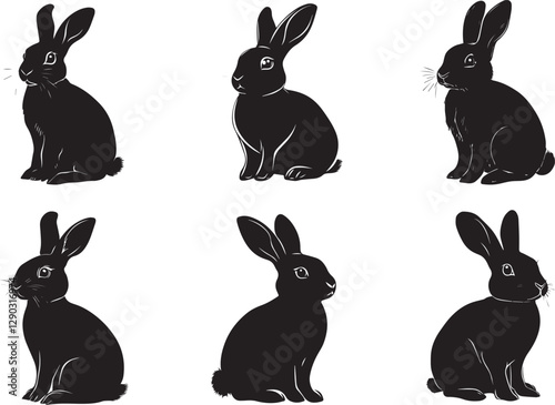 Collection set of rabbits silhouettes