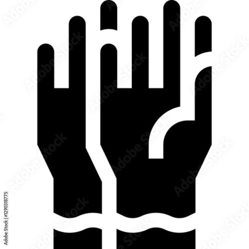 Vector line icon of gloves, representing hand protection, safety, fashion, or cold-weather wear. Commonly used in contexts such as medical safety, winter clothing, sports gear, and industrial workwear