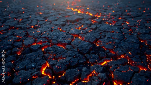 Molten Lava Cracks with Glowing Magma and Scorched Earth