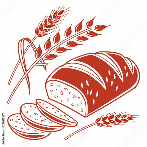 Whole wheat bread food silhouette vector illustration