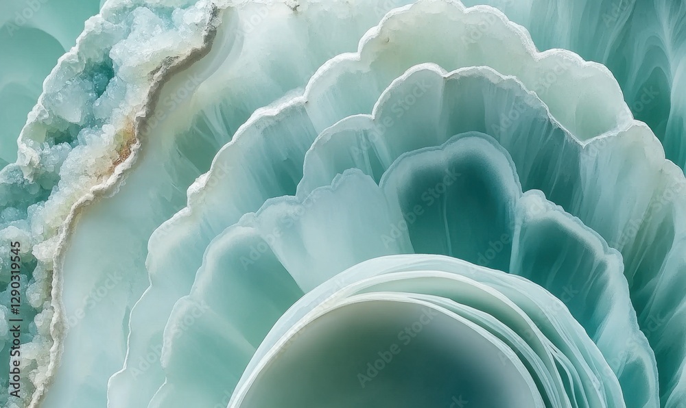 Obraz premium Abstract aqua blue mineral layers, close-up, background, texture, design