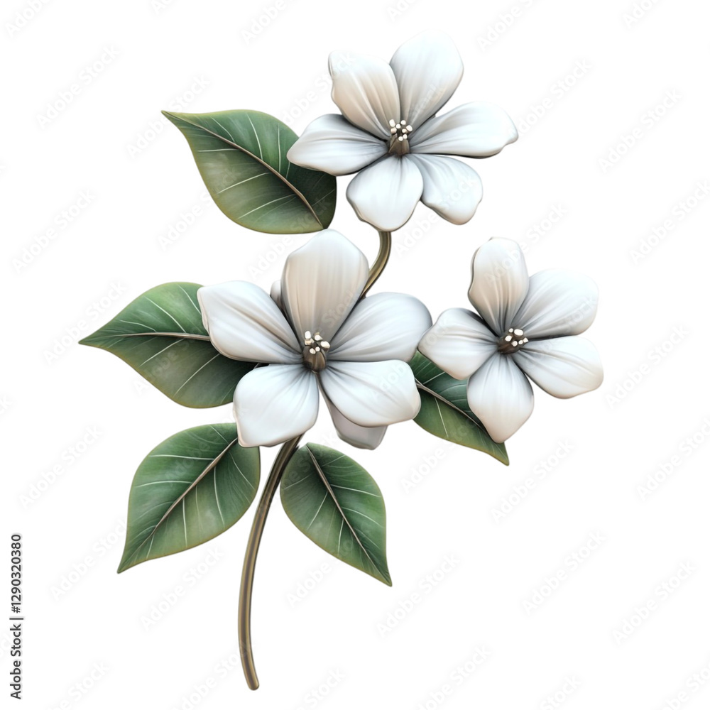 Fototapeta premium Elegant White Flowers Delicate Branch Floral Design