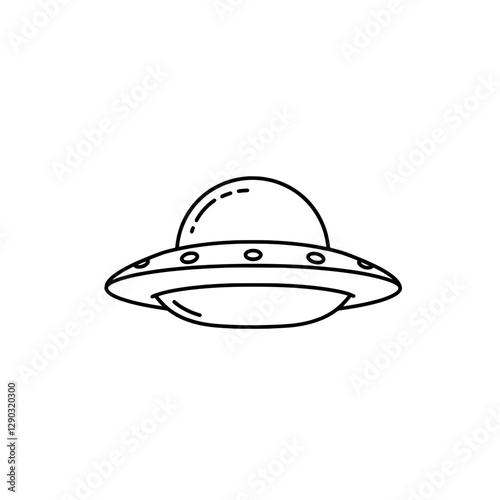 Alien Encounter: An illustrative depiction of a classic flying saucer, suspended against an empty expanse, exuding a sense of mystery and the unknown.