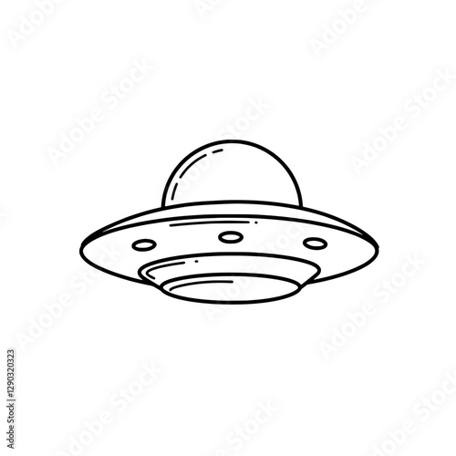 Unidentified Flying Object Illustration: A minimalist illustration of a classic UFO, ready for intergalactic travel and mystery. 