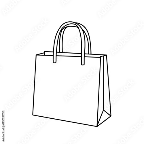 Shopping Bag Outline: A simple line drawing of an empty shopping bag, conveying the essence of retail and consumerism, ready for customization and design applications.