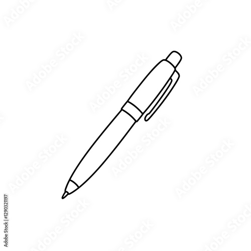 Elegant Pen Icon: A minimalist line drawing of a sleek pen, symbolizing writing, creativity, and communication. Capturing the essence of tools.