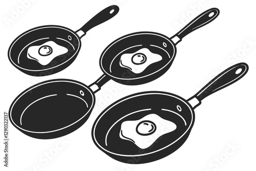 set of egg omelet food silhouette vector illustration