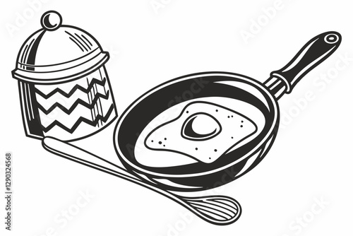 egg scrambled food silhouette vector illustration