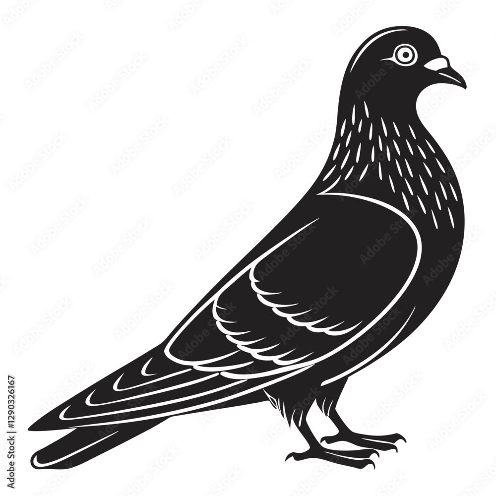 Obraz premium Elegant Pouter Pigeon Silhouette