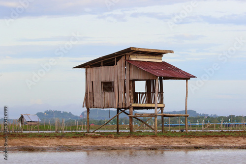 Wooden houses were built as temporary shelters for fishermen. photo