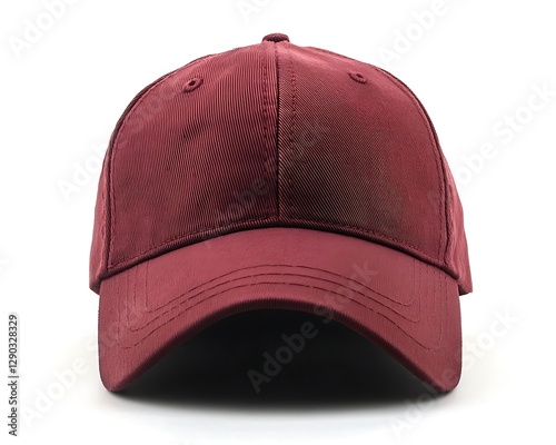 Burgundy baseball cap, studio shot, plain background