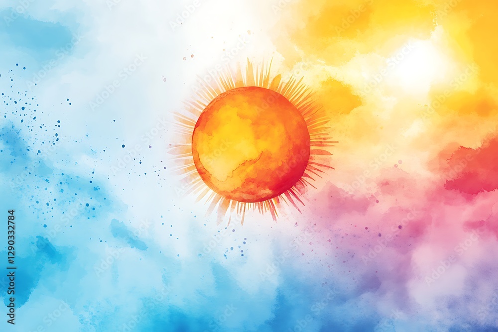 Colorful sun, cloudy sky Colorful sun, cloudy sky