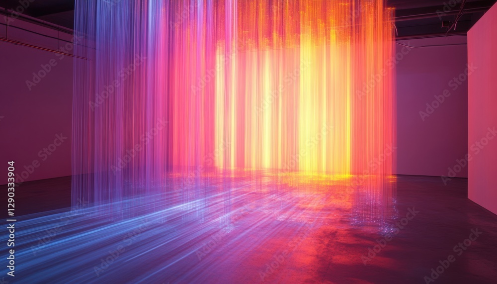 Luminescent light installation art gallery visual display modern environment abstract concept Luminescent light installation art gallery visual display modern environment abstract concept