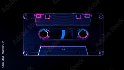 Cassette Tape on Black 80s Music Icon