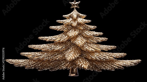 Gold Christmas Tree Ornament Isolated photo