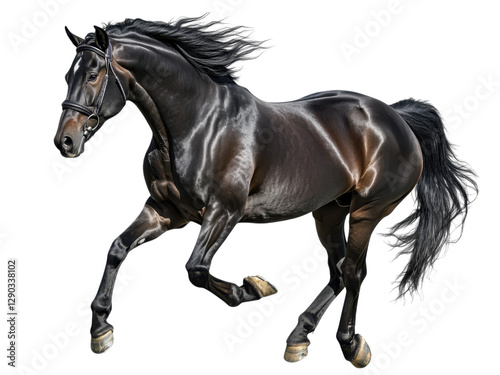 Majestic Black Stallion in Motion: A Breathtaking Portrait of Equestrian Elegance photo