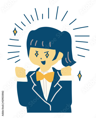 目をキラキラ輝かせる女性